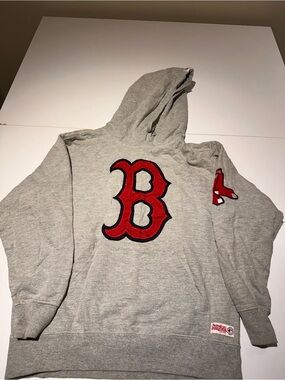 Stitches Gray Hoodie with Red Appliqué B Logo